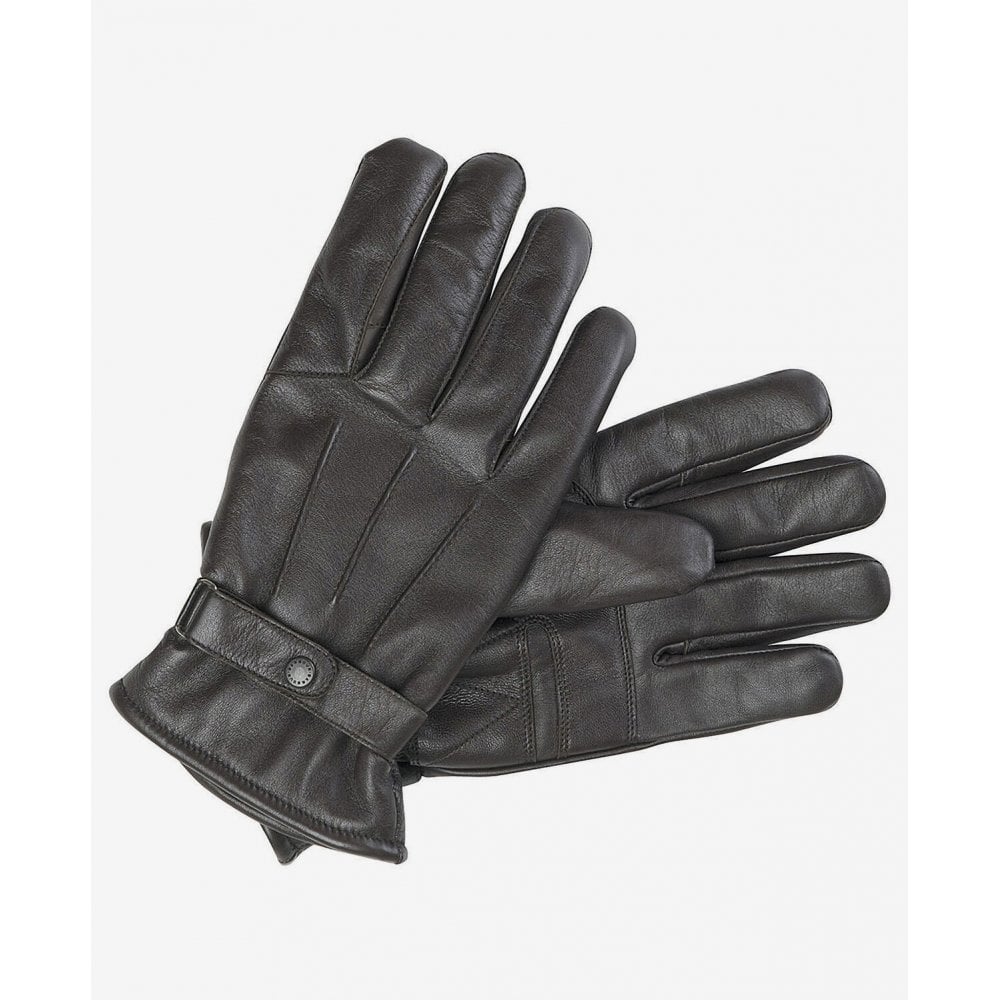 Insulated Burnished Leather Gloves in Dark Brown