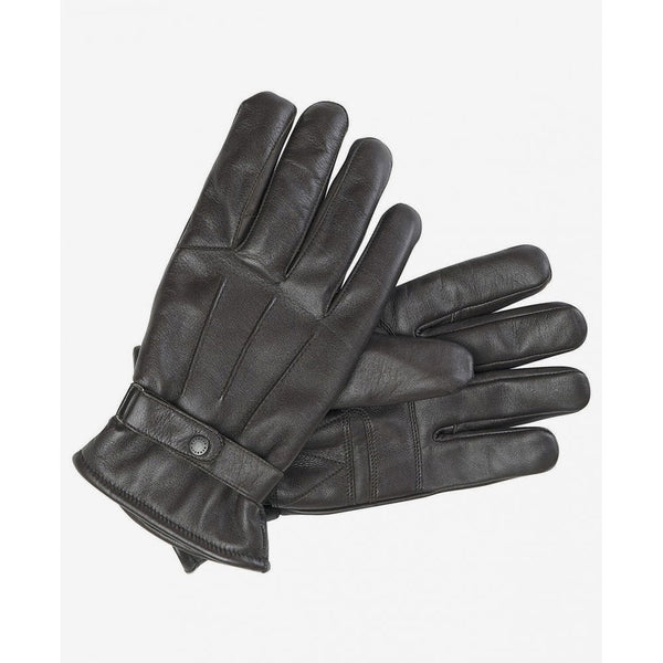 Insulated Burnished Leather Gloves in Dark Brown