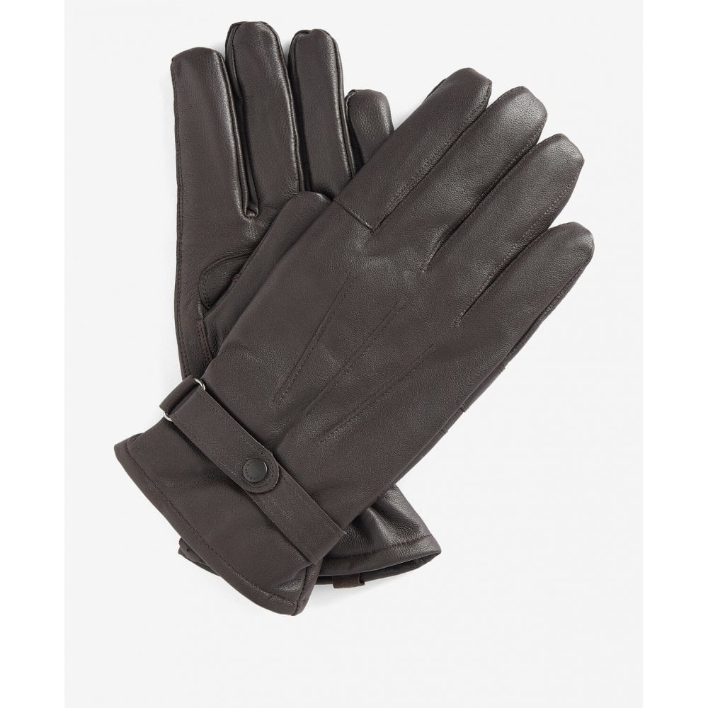 Insulated Burnished Leather Gloves in Dark Brown
