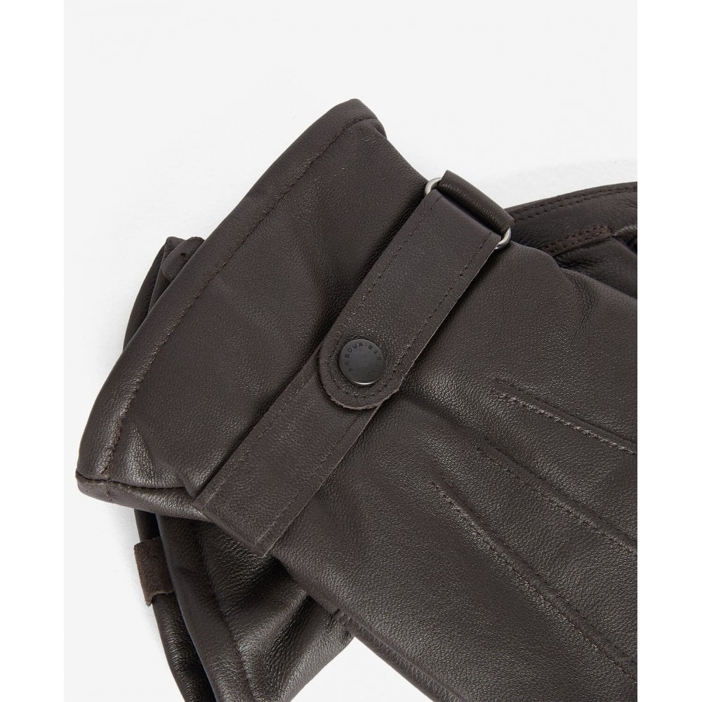 Insulated Burnished Leather Gloves in Dark Brown