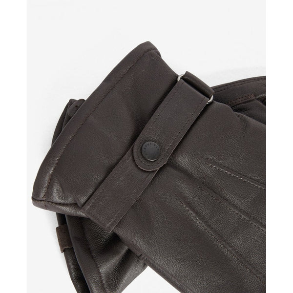 Insulated Burnished Leather Gloves in Dark Brown