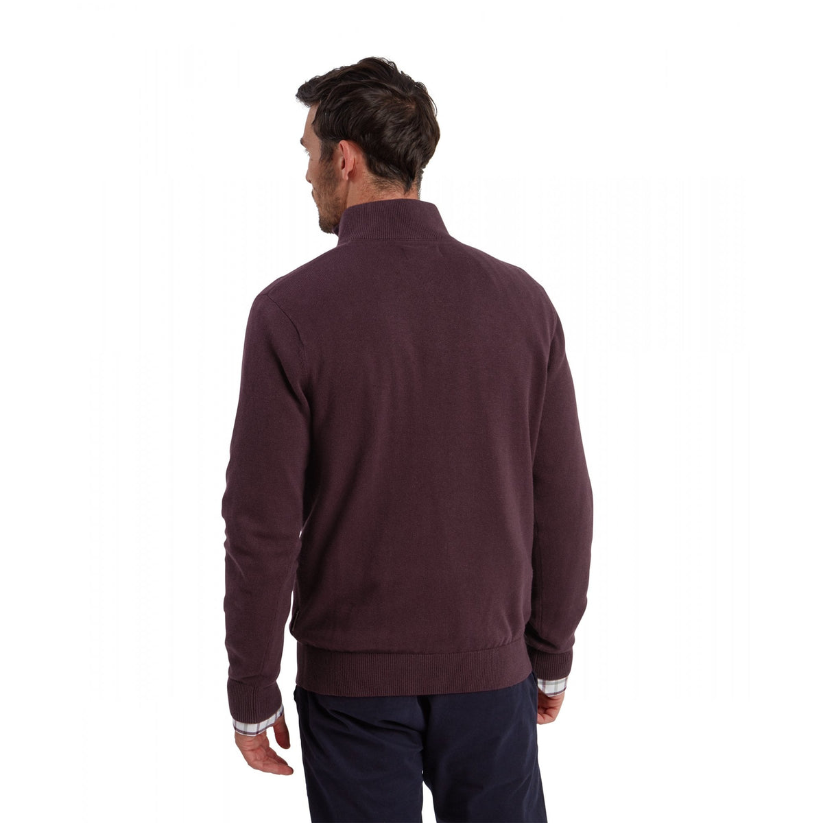 Calton Cotton Cashmere 1/4 Zip Jumper - Wine