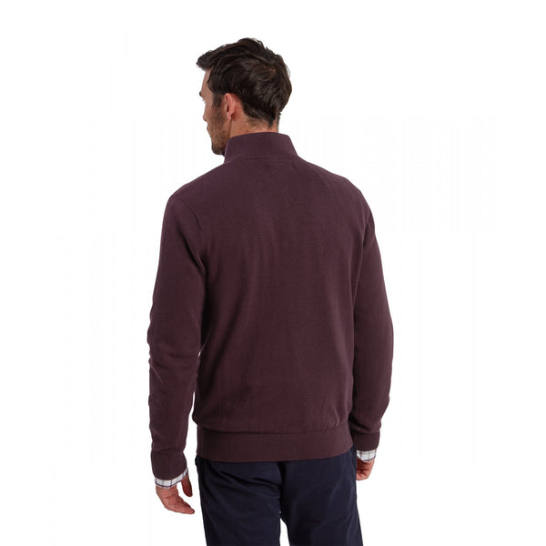 Calton Cotton Cashmere 1/4 Zip Jumper - Wine