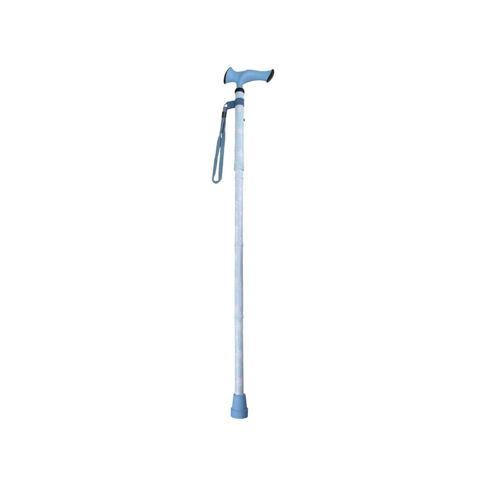 Folding Stick with Ergonomic Gel-Handle in Blue Circles Pattern