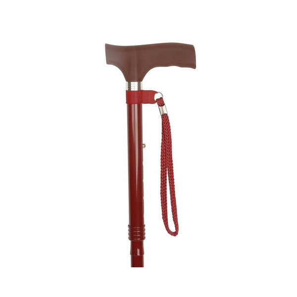 Folding Stick with Silicone Crutch Handle in Burgundy