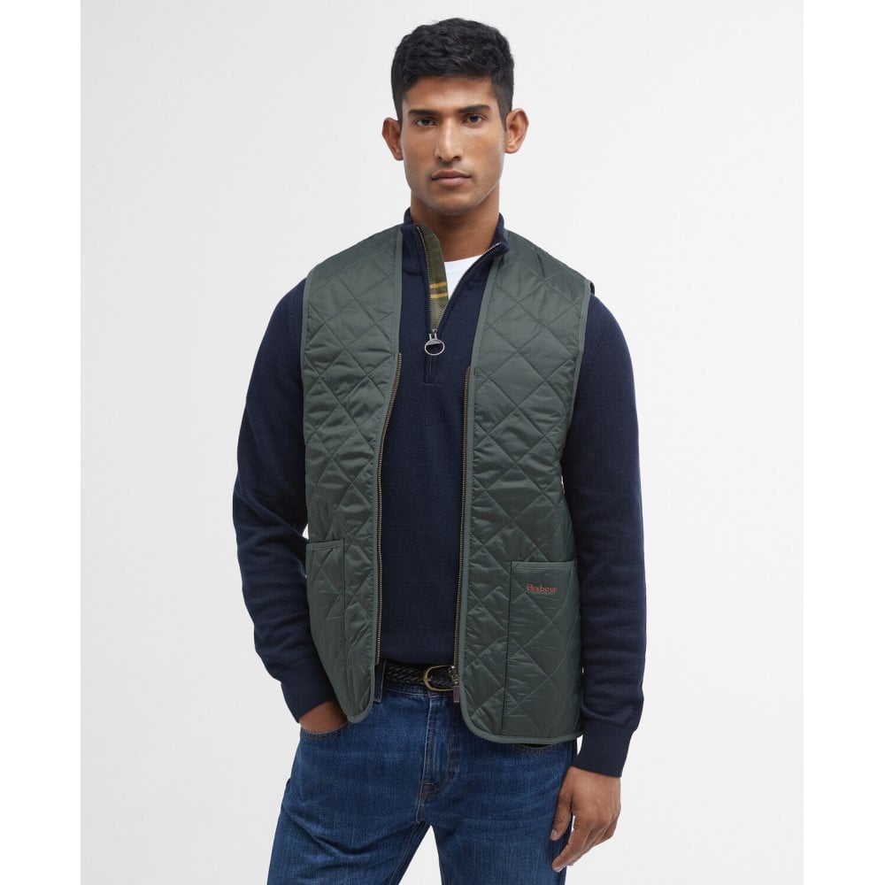 Barbour Quilted Waistcoat Zip In Liner - Olive/Classic Tartan