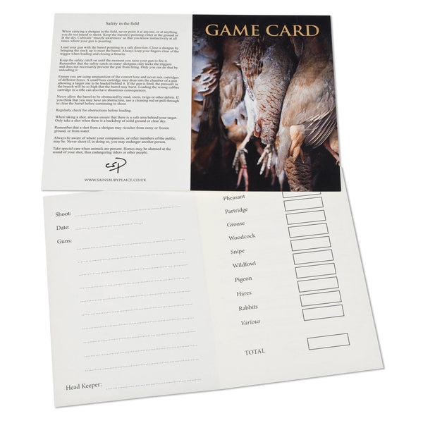 English & French Partridge Shoot Game Cards