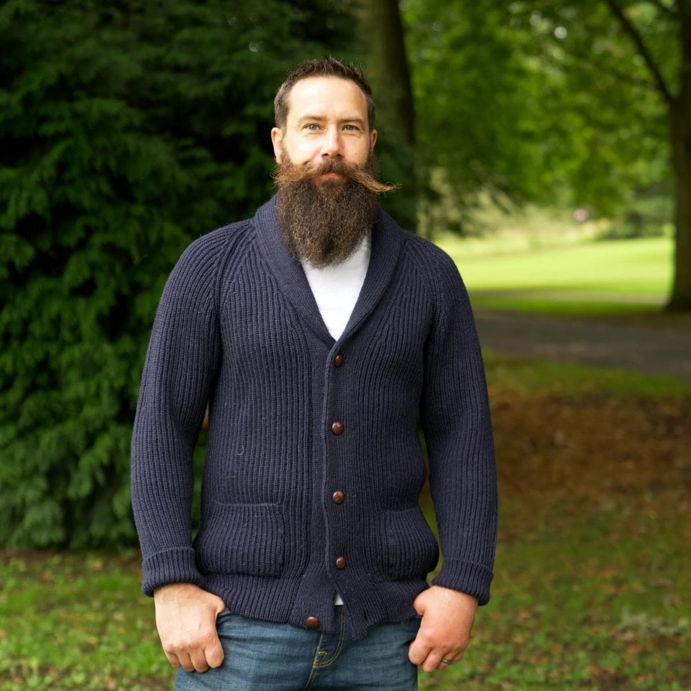 British Wool Cardigan - William - Navy