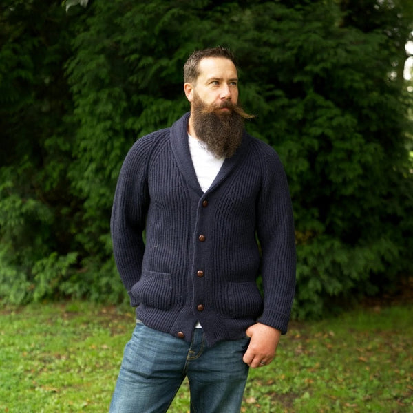 British Wool Cardigan - William - Navy