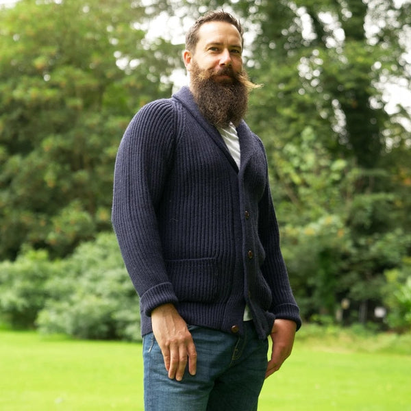 British Wool Cardigan - William - Navy