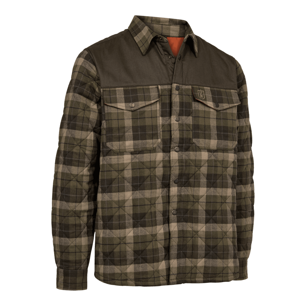 Elbert Padded Shirt Jacket - Green Check