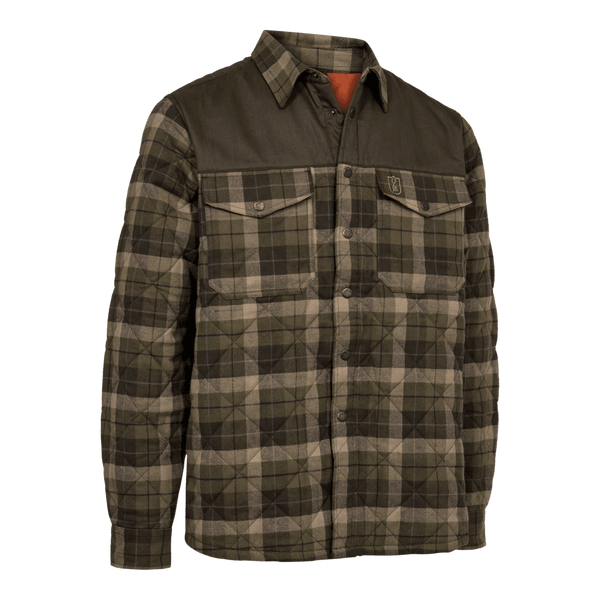 Elbert Padded Shirt Jacket - Green Check