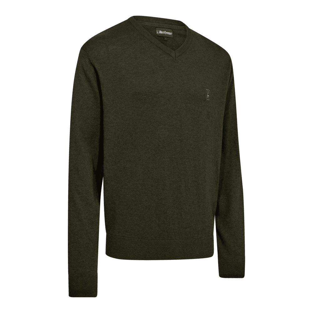 Harrington V-neck Knit - Forest Ember Melange
