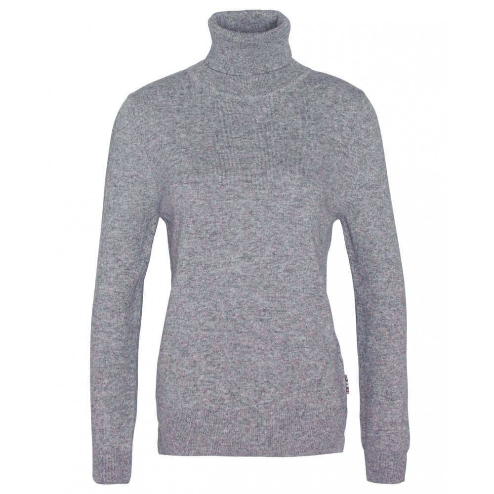 Pendle Roll Collar Knitted Jumper - Grey Marl/Hessian Tartan