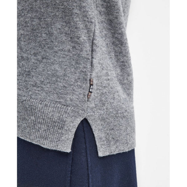 Pendle Roll Collar Knitted Jumper - Grey Marl/Hessian Tartan