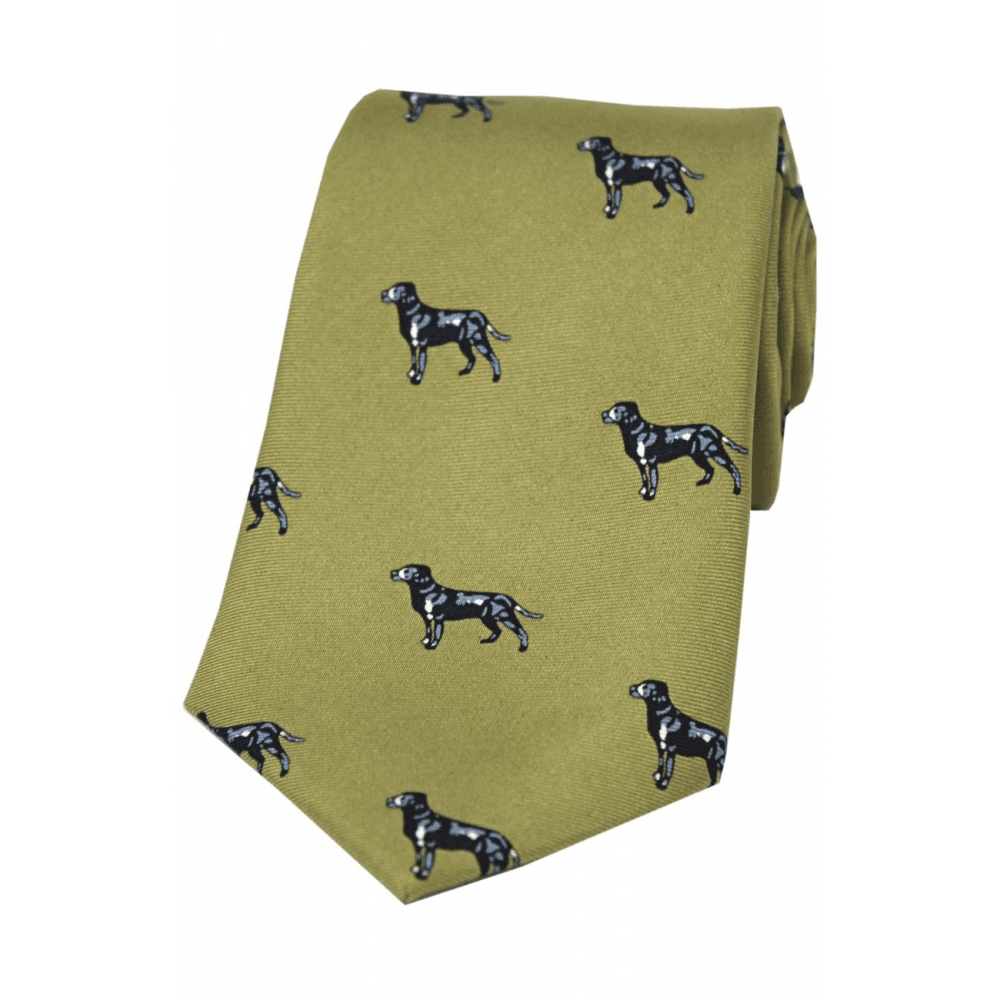 Black Labradors - Silk Tie - Green