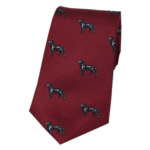 Black Labradors - Silk Tie - Wine