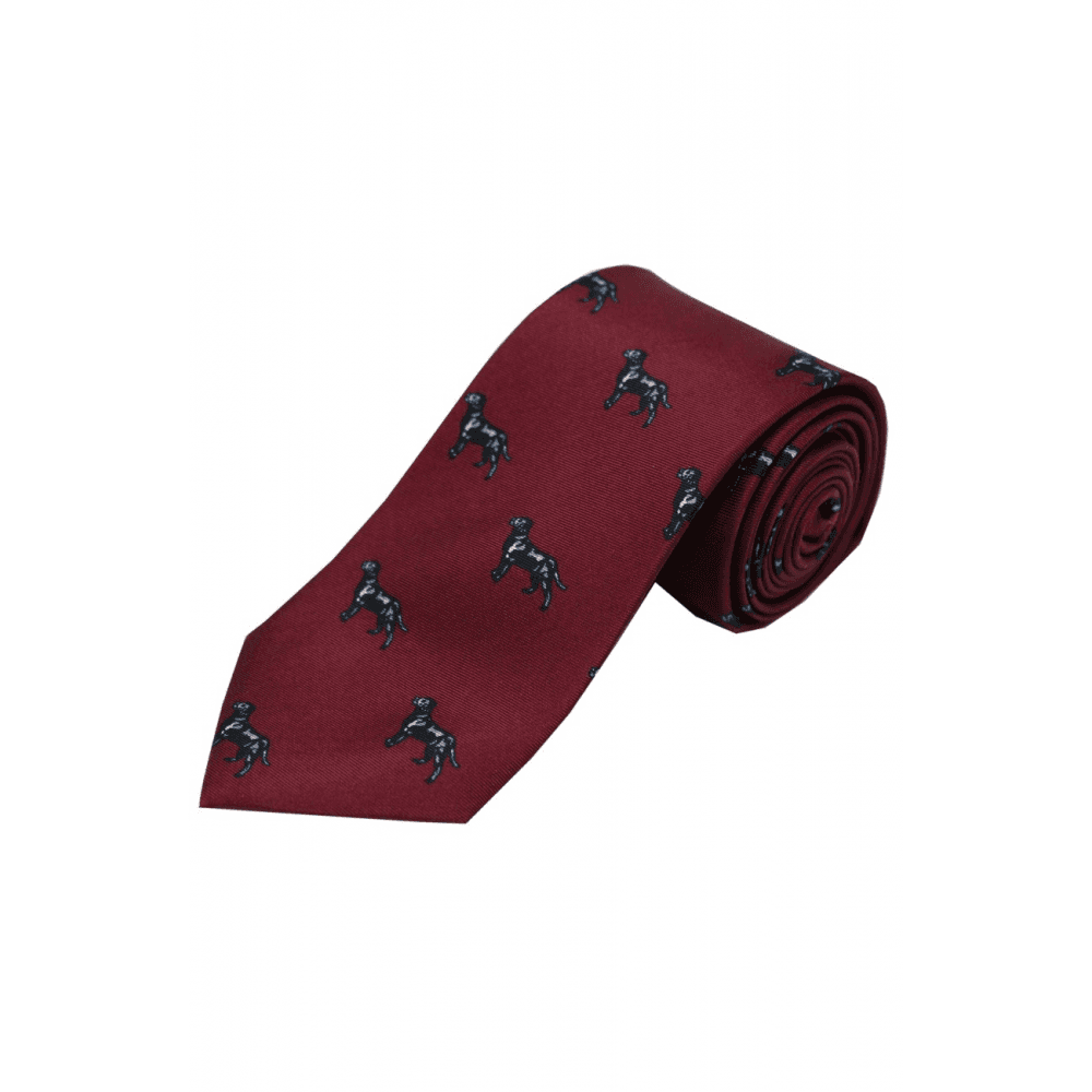 Black Labradors - Silk Tie - Wine