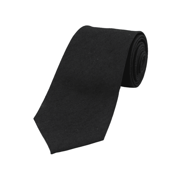 Plain Wool Rich Tie - Black