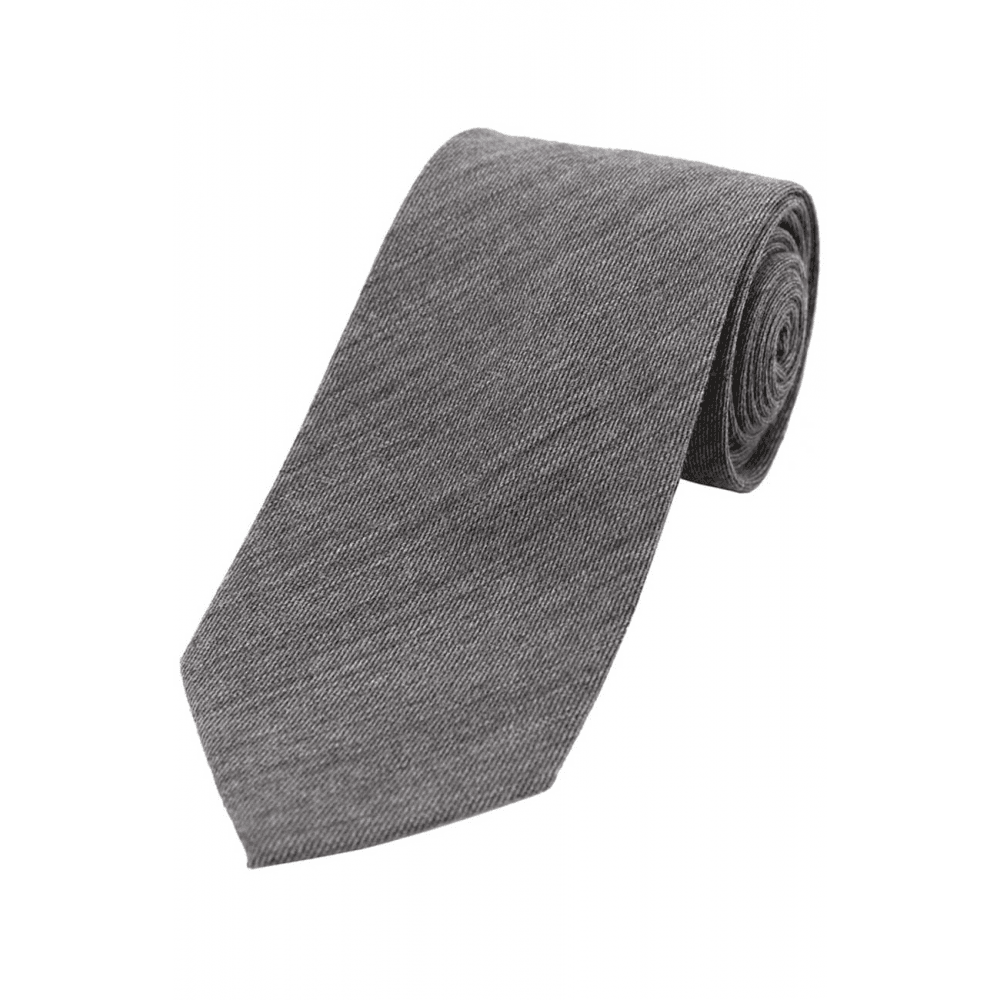 Plain Wool Rich Tie - Grey