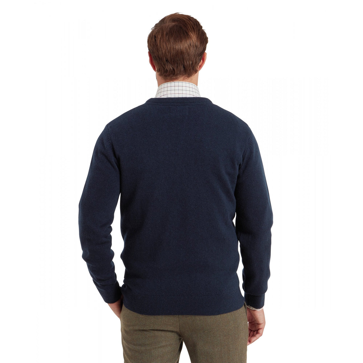 Lewis Lambswool V Neck Jumper - Navy