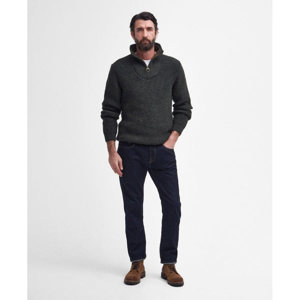 New Tyne Zip Neck Sweater in Olive