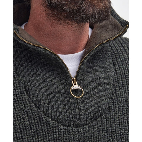 New Tyne Zip Neck Sweater in Olive