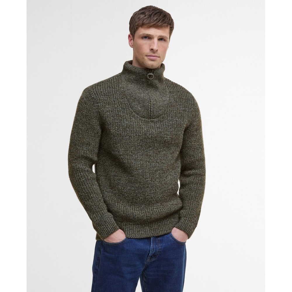 New Tyne Zip Neck Sweater in Derby Tweed