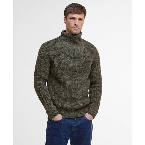 New Tyne Zip Neck Sweater in Derby Tweed