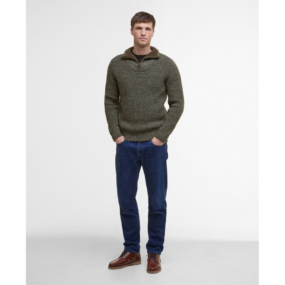 New Tyne Zip Neck Sweater in Derby Tweed