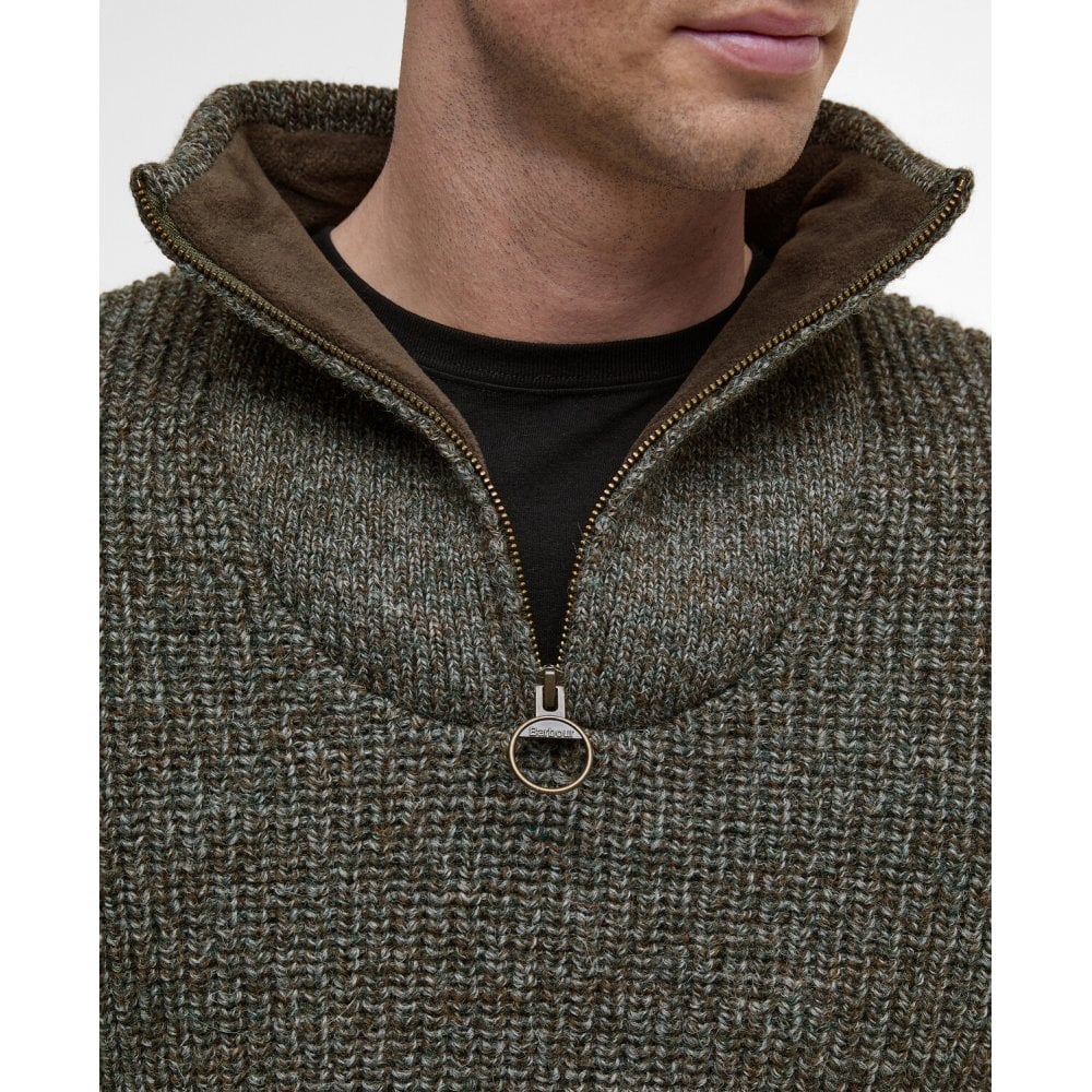 New Tyne Zip Neck Sweater in Derby Tweed