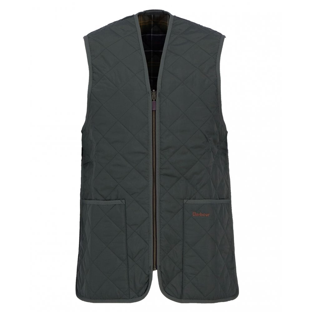 Quilted Waistcoat Zip In Liner - Olive/Classic Tartan