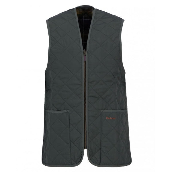 Quilted Waistcoat Zip In Liner - Olive/Classic Tartan