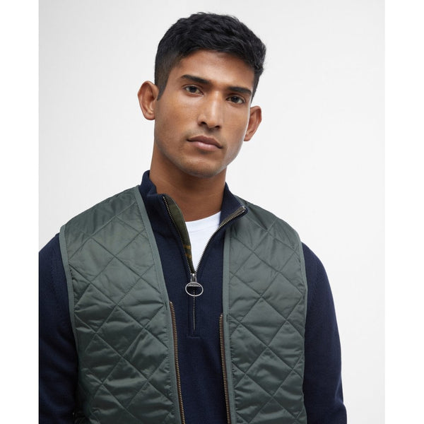 Quilted Waistcoat Zip In Liner - Olive/Classic Tartan