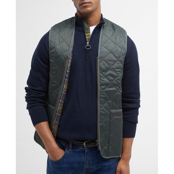 Quilted Waistcoat Zip In Liner - Olive/Classic Tartan