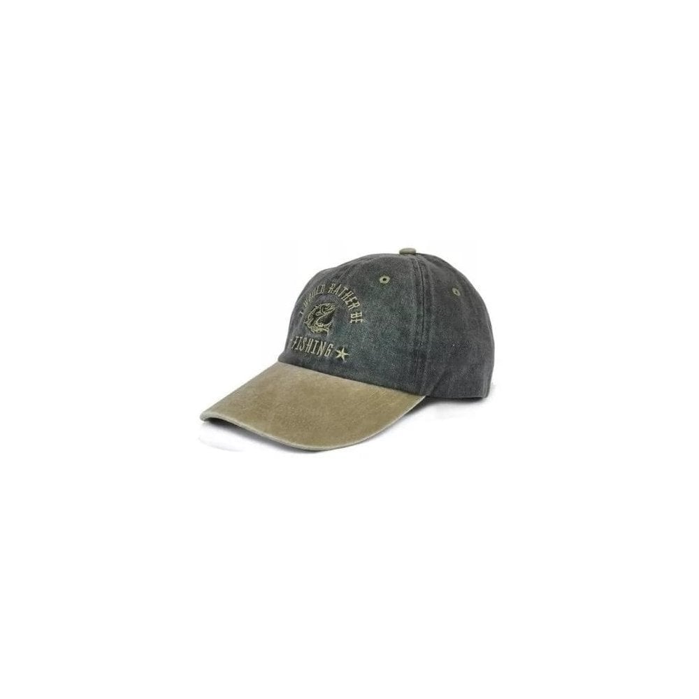 Baseball Caps in Washed Denim with Embroidery "I Would Rather Be Fishing"