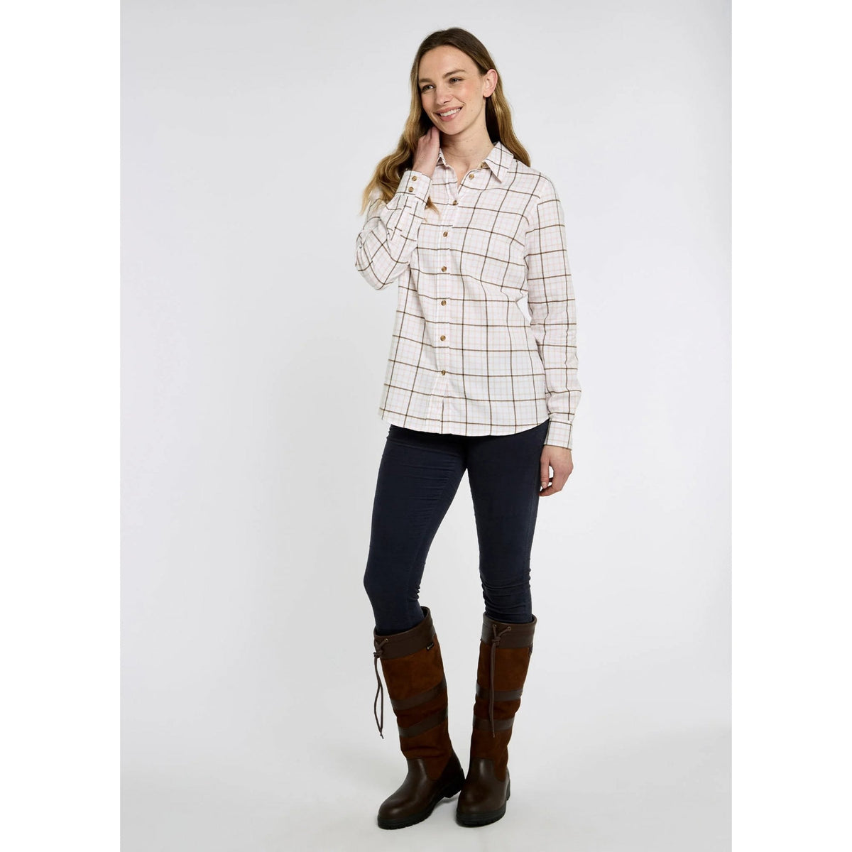 Brooklime Women’s check shirt - Dusky Rose