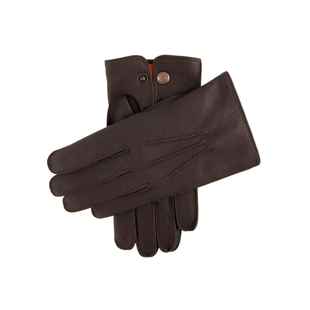 Eton Cashmere-Lined Deerskin Leather Gloves - Bark(Tangerine)