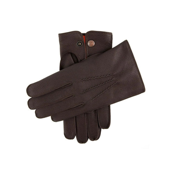 Eton Cashmere-Lined Deerskin Leather Gloves - Bark(Tangerine)