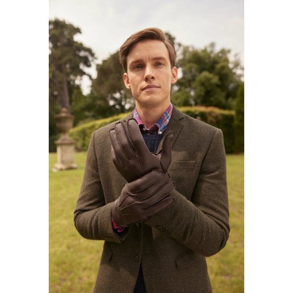 Eton Cashmere-Lined Deerskin Leather Gloves - Bark(Tangerine)