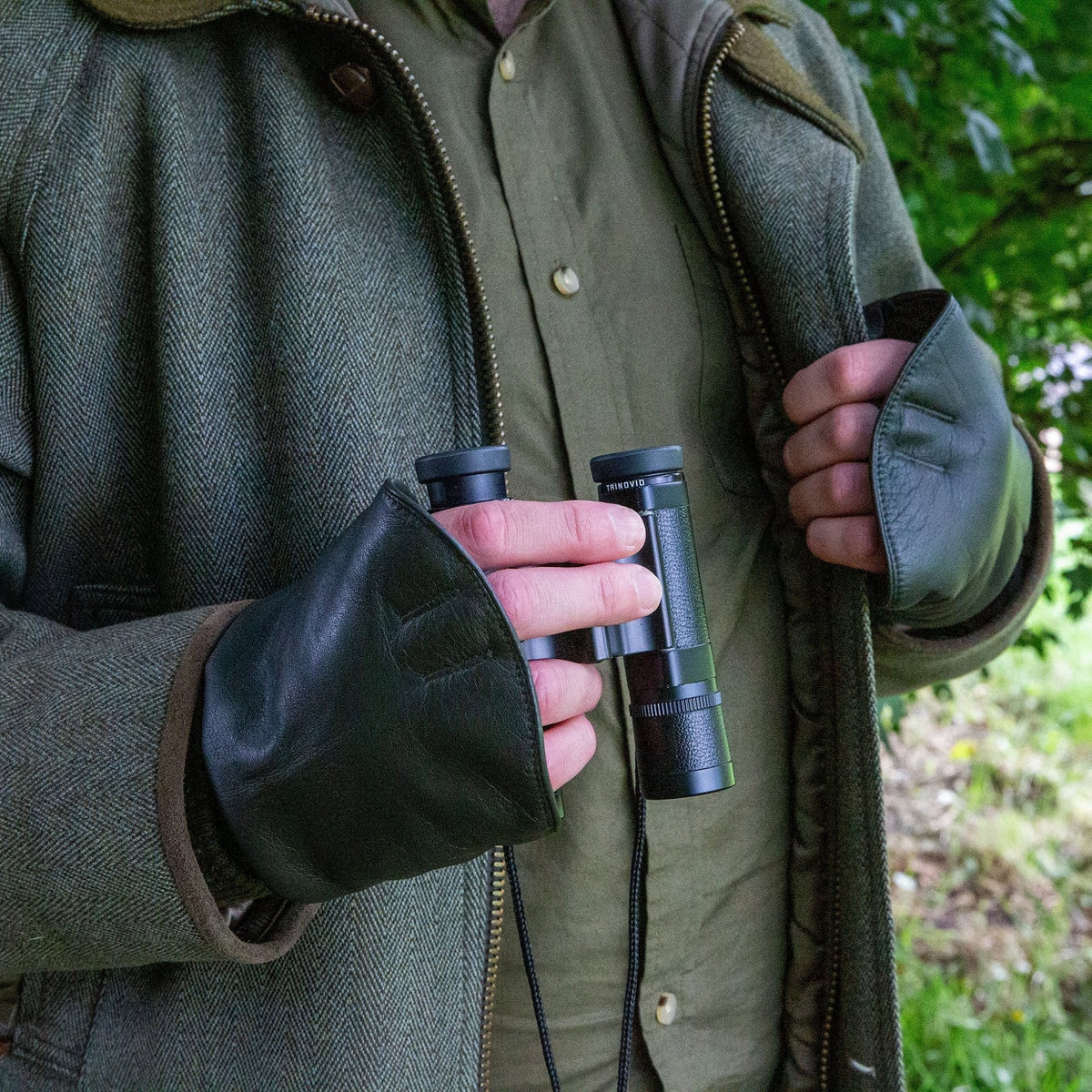 Boss -Men's Lined Leather Shooting Mitts - Olive