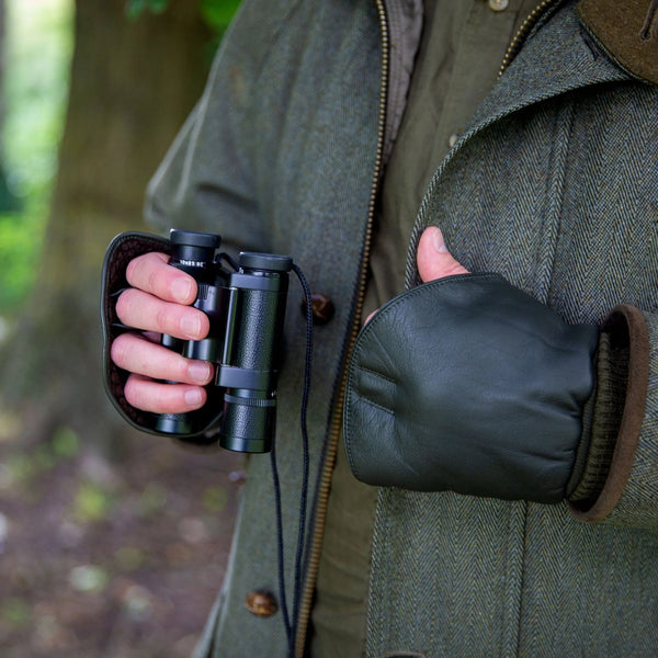 Boss -Men's Lined Leather Shooting Mitts - Olive