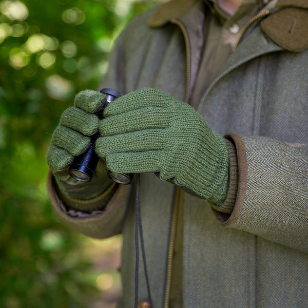 Browning - Men's Knitted Shooting Gloves with Leather Palm - Olive