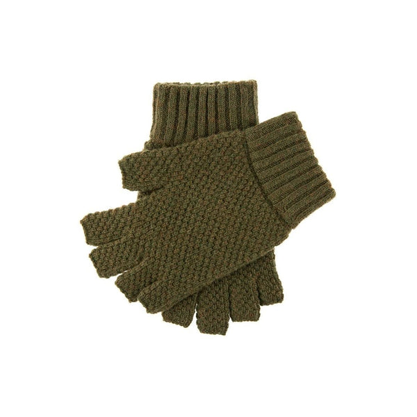Lanber -Men's Fingerless Tuckstitch Knitted Shooting Gloves - Olive