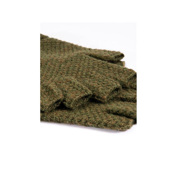 Lanber -Men's Fingerless Tuckstitch Knitted Shooting Gloves - Olive