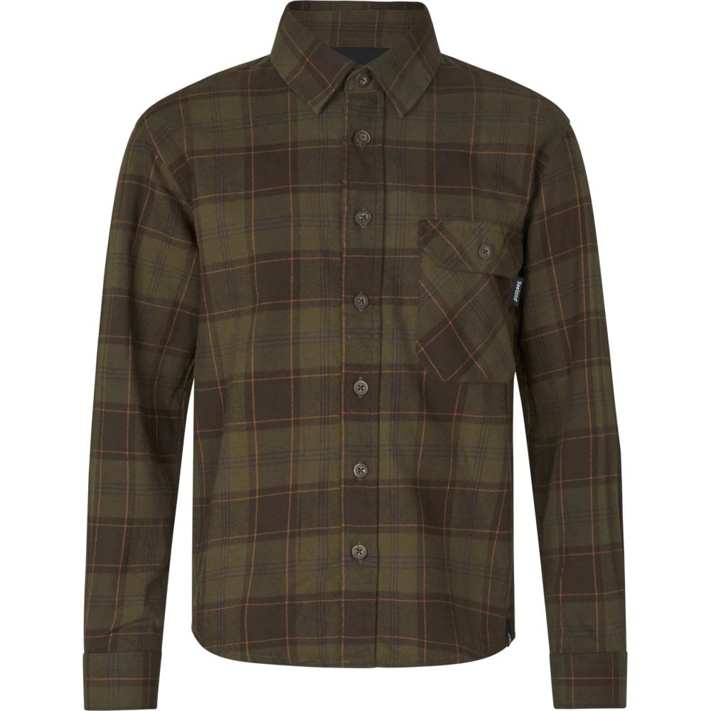 Glen Junior Flannel Shirt - Pine Green/Dark Navy Check