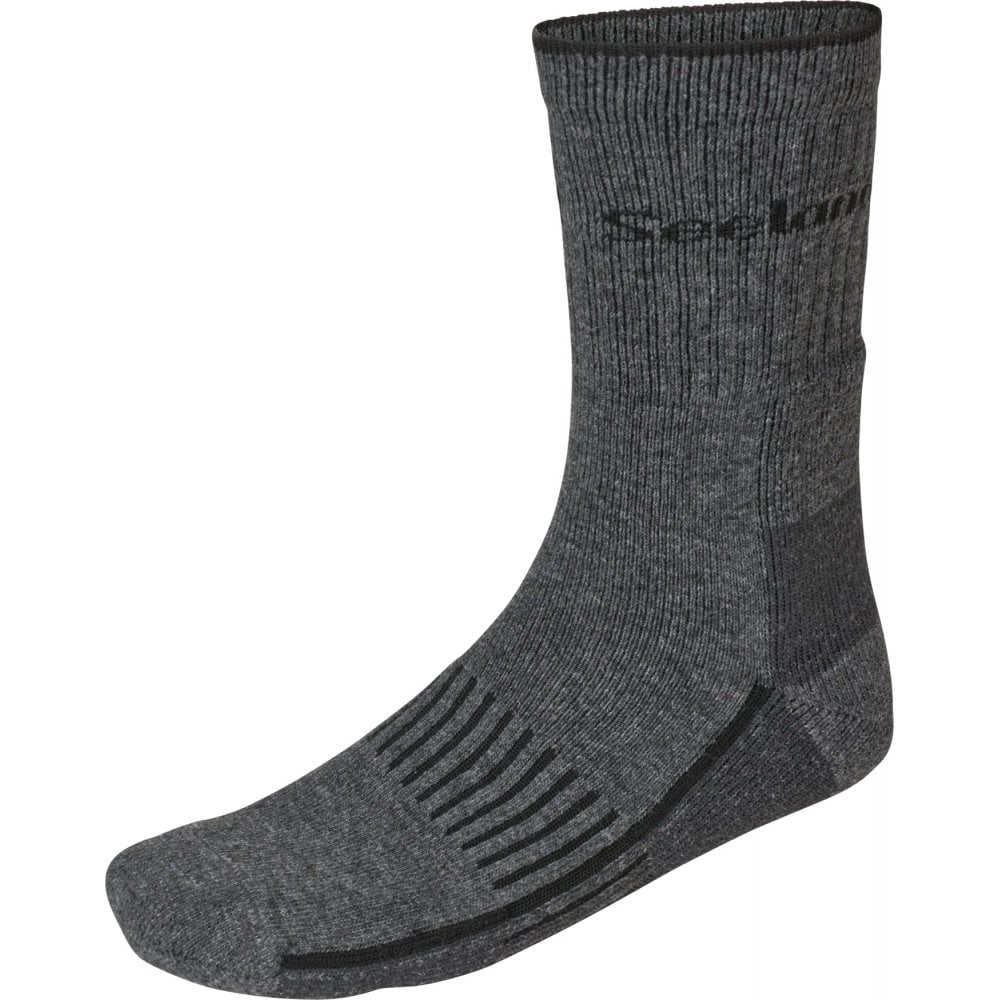 Field Heavy Merino Sock - Grey Melange/Black