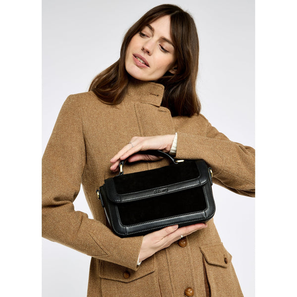 Eadestown Structured handbag in suede and leather - Black