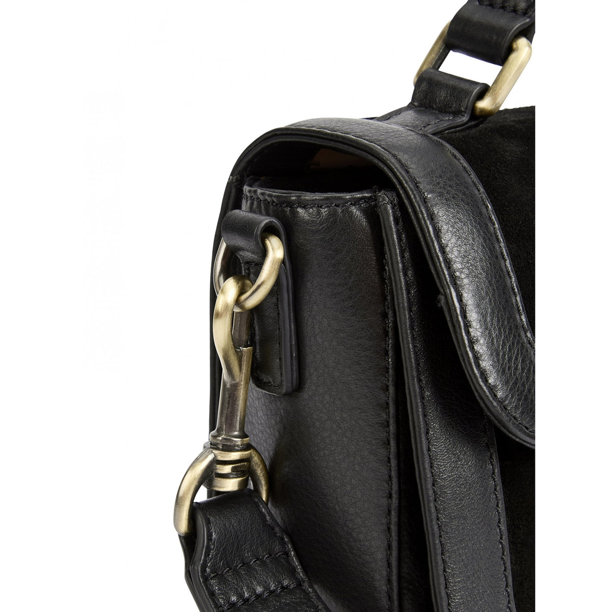 Eadestown Structured handbag in suede and leather - Black