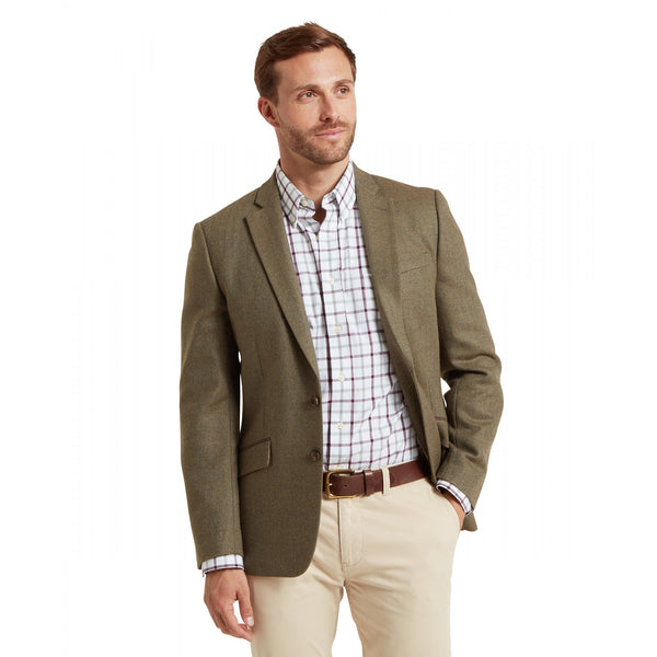 St Andrews Tweed Sports Jacket - Loden Green Herringbone Tweed